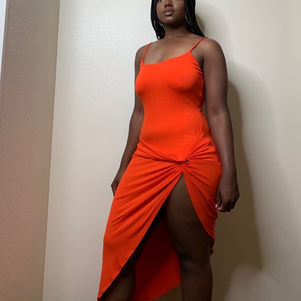 Front Knot Tangerine Dress